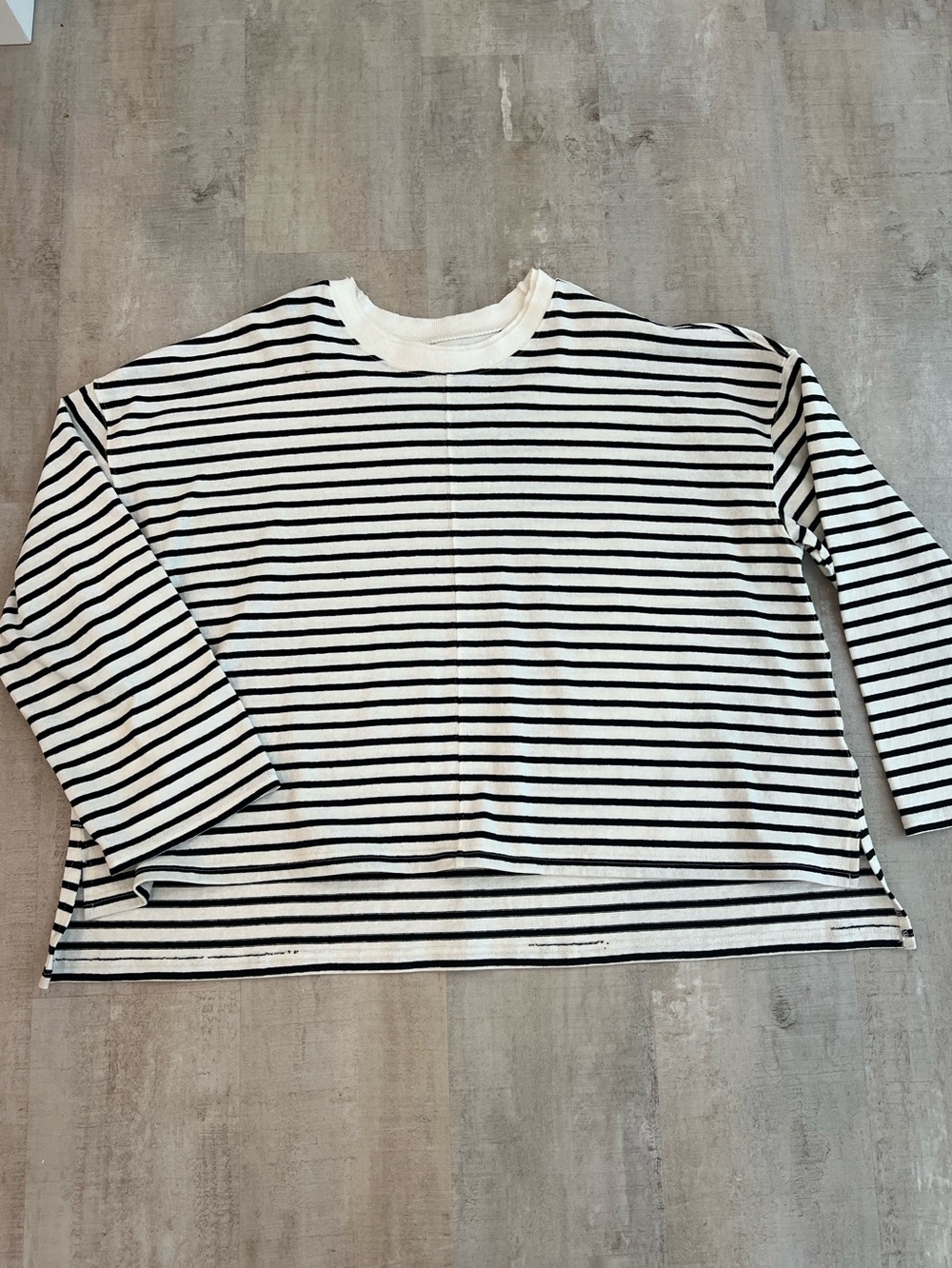 Madewell Black & White Striped Crewneck Top